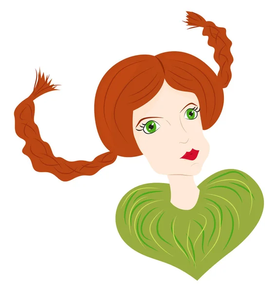 Portré egy vörös hajú lány — Stock Vector