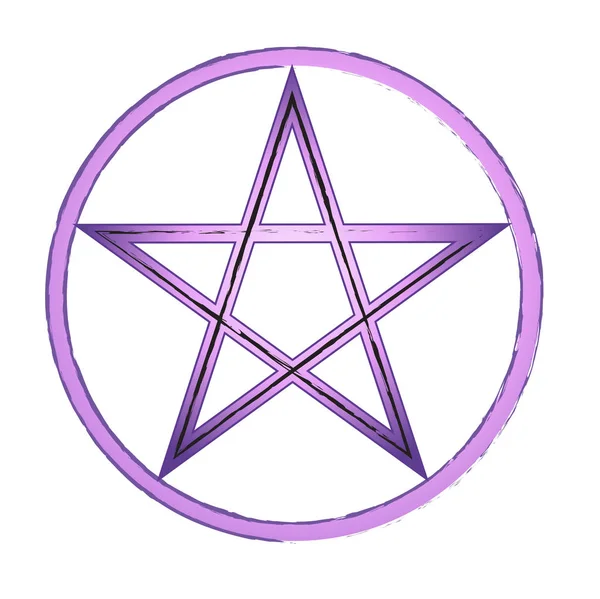 Violettes Pentagramm im Kreis — Stockvektor