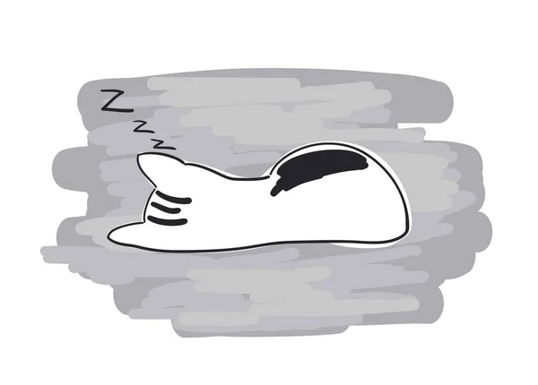 Sleeping White Cat View Back Simple Vector Illustration — Stock Vector