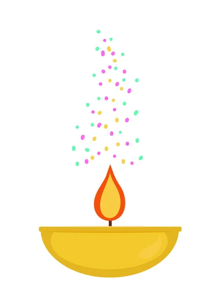 Lámpara Con Llama Diwali Ilustración Vectorial — Vector de stock