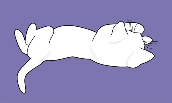 Gatito Blanco Duerme Acostado Costado Ilustración Vectorial — Vector de stock