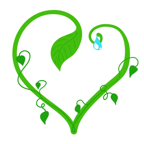 Hjärta Från Växter Emblem Som Symboliserar Kärleken Till Ekologin Världsmiljödagen — Stock vektor