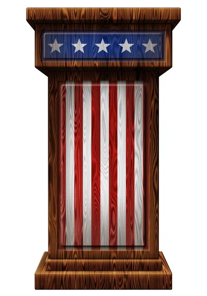 Patriotic Wooden Podium 3D Illustration — Stock Photo, Image