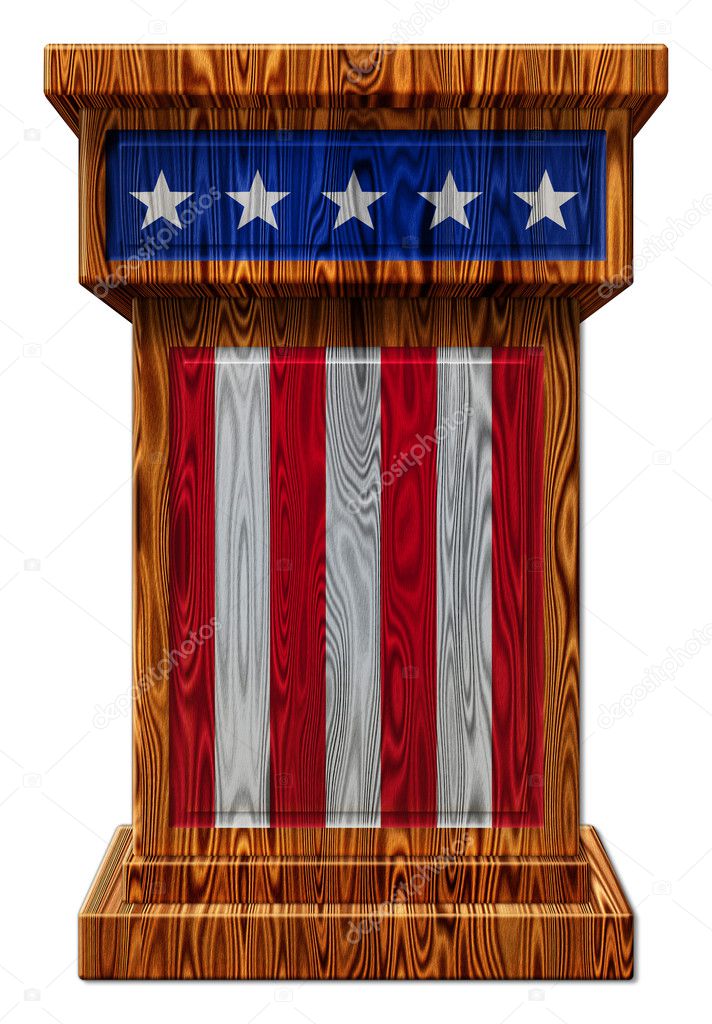Patriotic Wooden Podium 3D Illustration