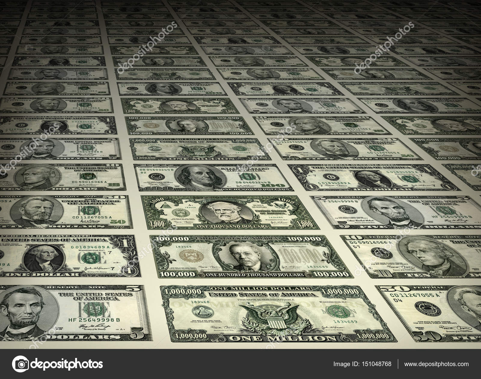 Dollar Bill Sheets Of Assorted Denominations Stock Photo C Jimlarkin