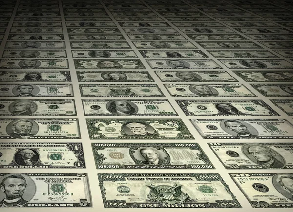 Dólar Bill Folhas de Denominações Sortidas — Fotografia de Stock