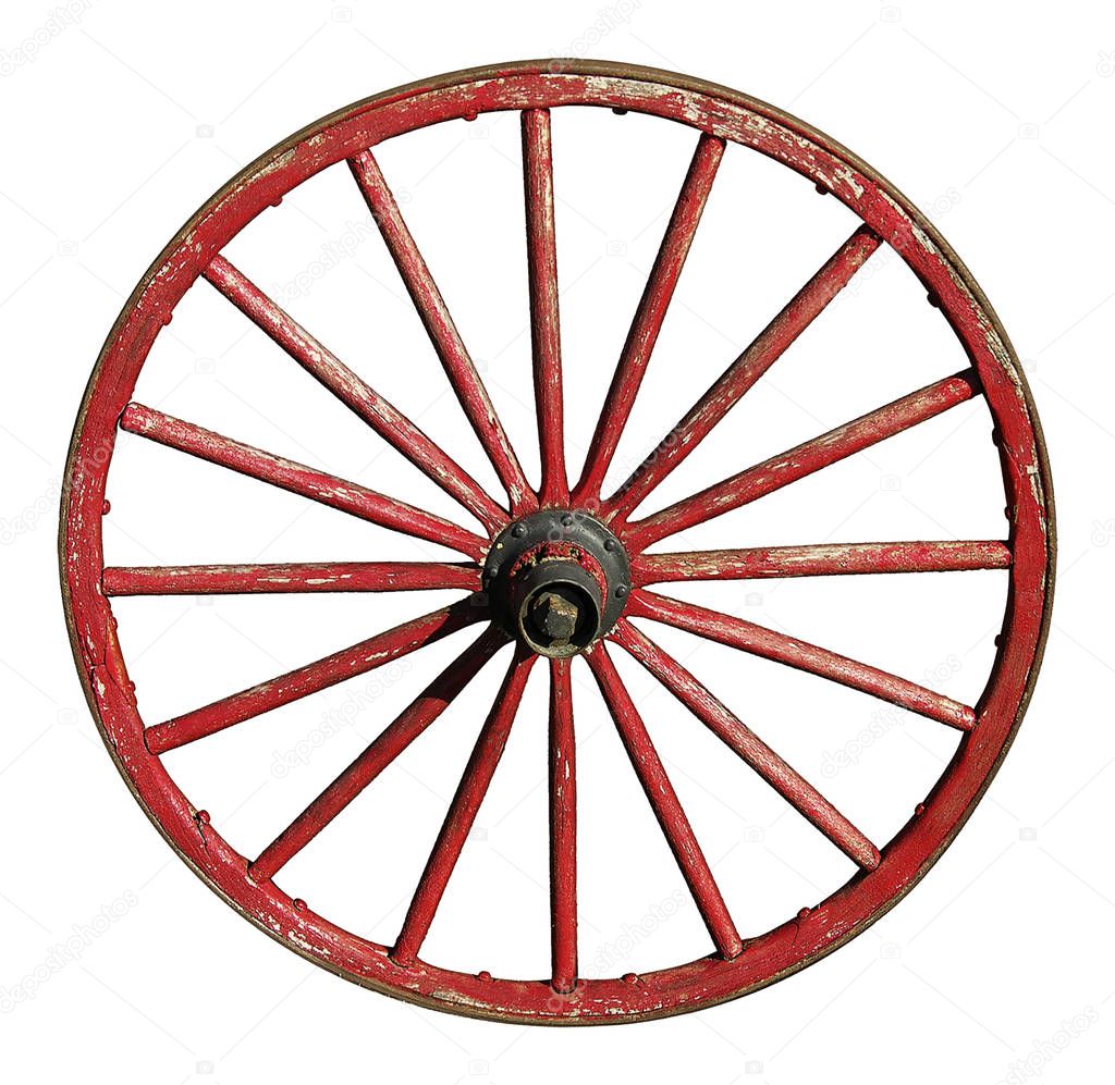 Red Antique Wagon Wheel