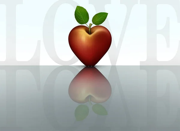 Röda hjärtformade Love Apple — Stockfoto