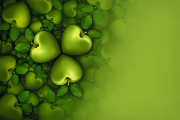 Green Apple Heart Clover On Green