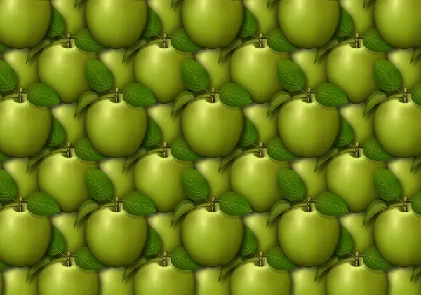 Vzor vyplněné pozadí zelené jablko — Stock fotografie