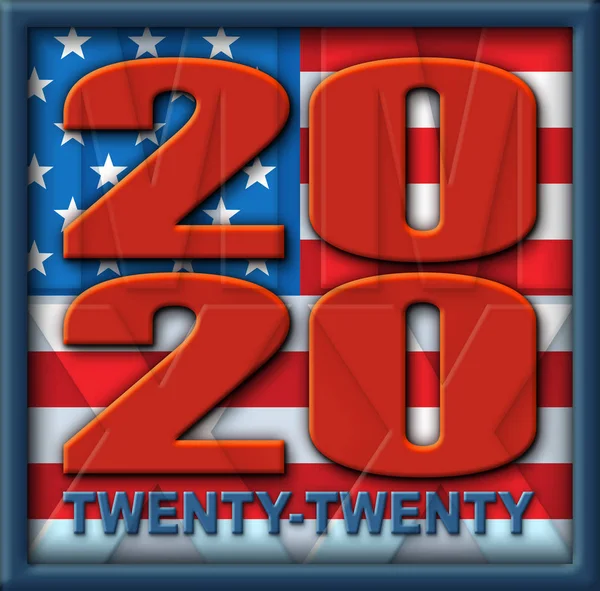 2020 and Twenty Tewnty  Made from U.S. Stars and Stripes - 3D Il — Stock Photo, Image