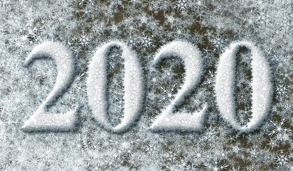 2020 en flocons de neige - illustration 3D — Photo