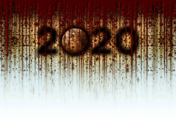 Grunge Style 2020 met de Maan als de Zero - 3d Illustratie — Stockfoto