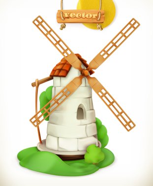 Mill. Windmill 3d vector icon