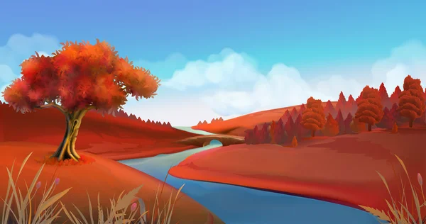 Herbst im Hintergrund. Natur Landschaft Vektorgrafik — Stockvektor