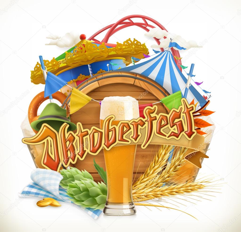 Munich Beer Festival Oktoberfest, the vector can also be used by any beer manufacturers. Amusement park, tent