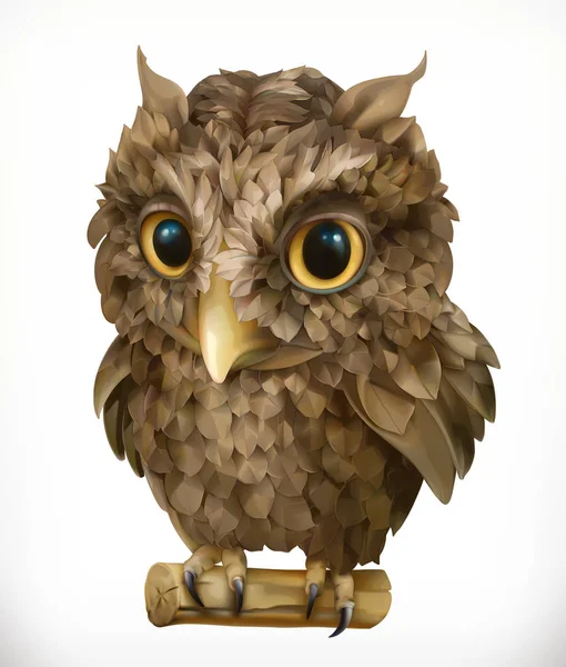 Owl. Night bird. Funny animal. 3d vector icon — Stock Vector