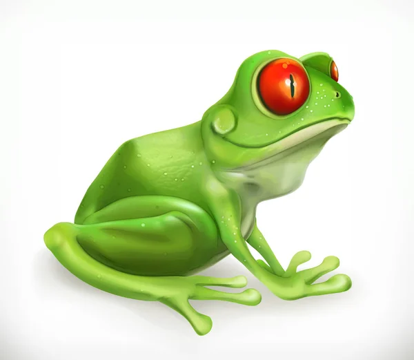 Rana. Sapo. Gracioso animal. icono de vector 3d — Vector de stock