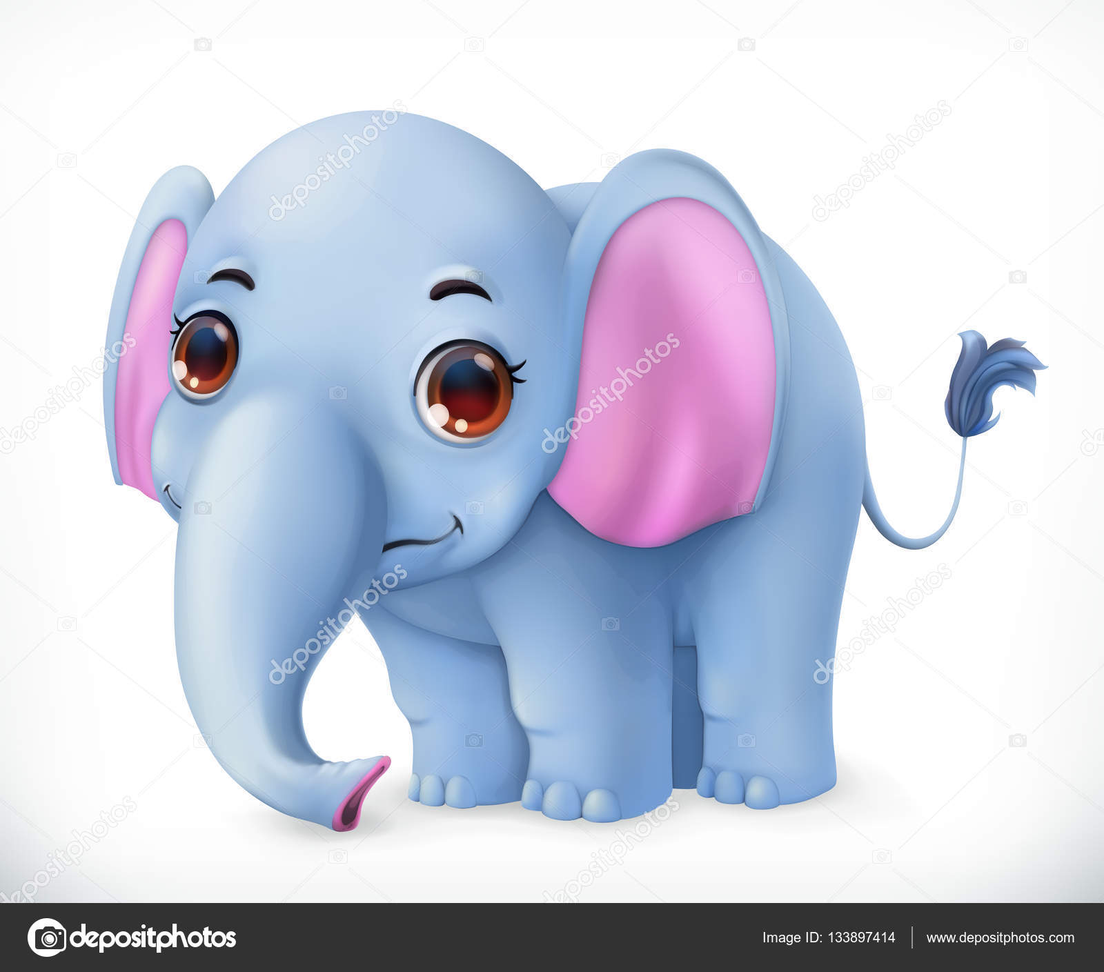 Cute baby elephant cartoon character. Funny animals 3d vector icon Stock  Vector Image by ©natis76 #133897414