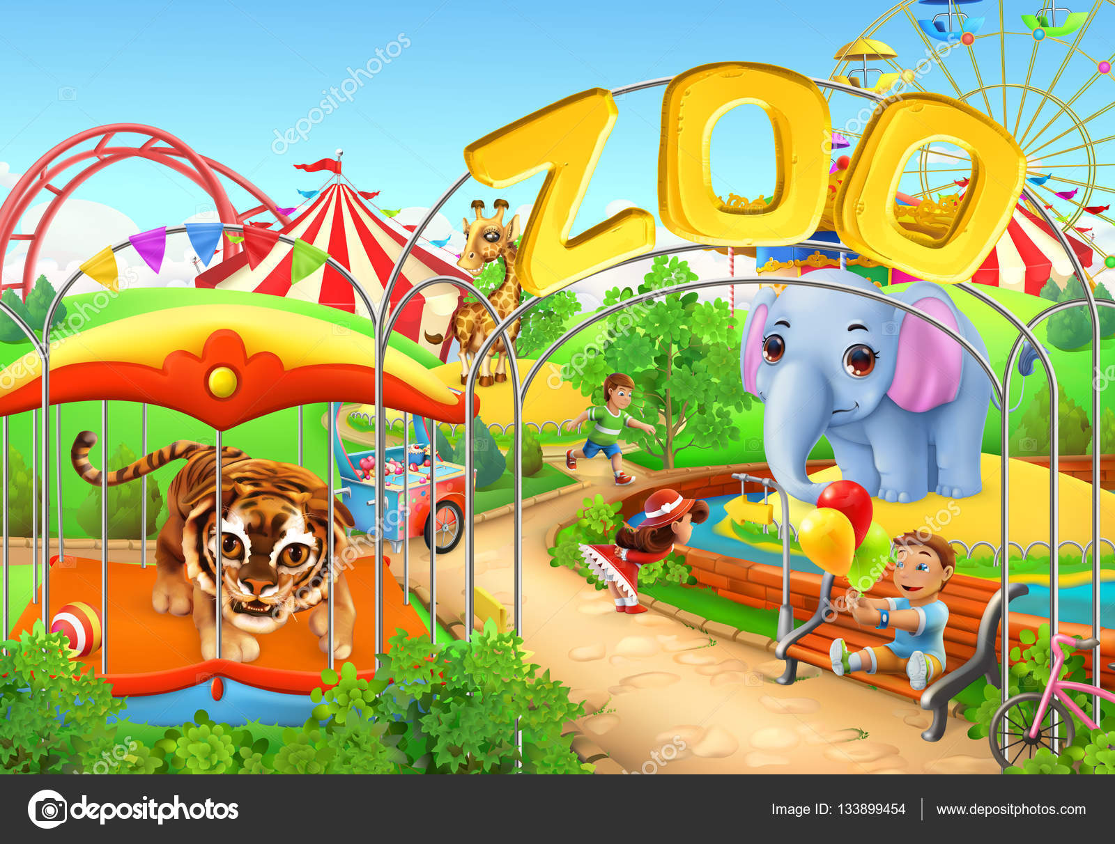動物園の背景ストックベクター ロイヤリティフリー動物園の背景イラスト Depositphotos