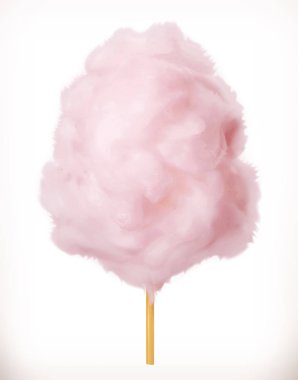 Cotton candy. Sugar clouds. 3d vector icon. Realistic illustration