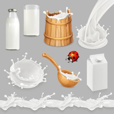 Süt. Şişe, bardak, kaşık, Kepçe