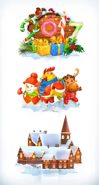 Mutlu Noeller ve mutlu yeni yıl 2017. 3D vektör Icon set — Stok Vektör