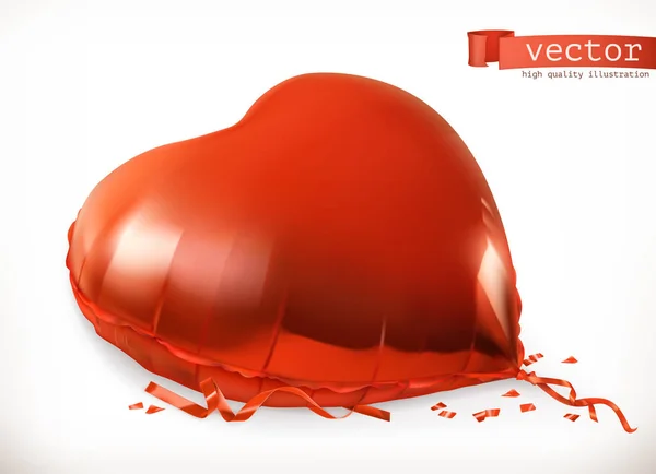 Globo de juguete rojo corazón — Vector de stock