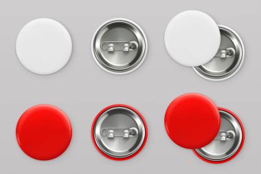 Blank white and red badges clipart