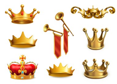 Gold crowns of king clipart