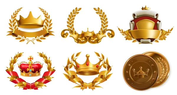 Couronnes et couronnes d'or — Image vectorielle