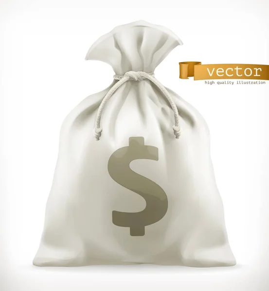 Wit geld tas — Stockvector