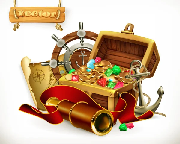 Pirate treasure. Adventure — Stock Vector