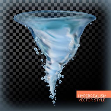 Water tornado with transparency, hyperrealism vector style clipart