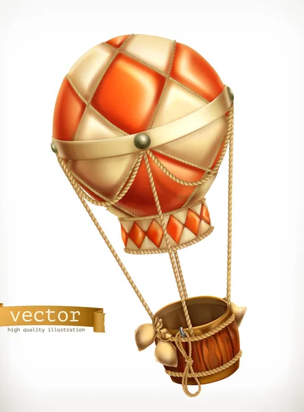 Hot air balloon, 3d vector icon — Stock Vector