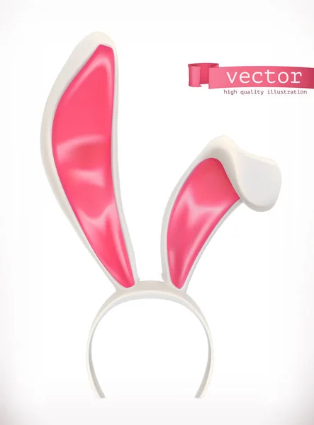 Oren van het konijn. Easter bunny 3D-vector pictogram — Stockvector