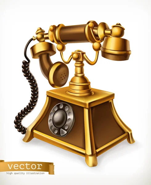 Vintage phone, 3d vector icon — Stock Vector