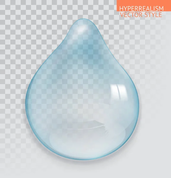 Gota de agua con transparencia. Estilo vectorial hiperrealismo — Vector de stock