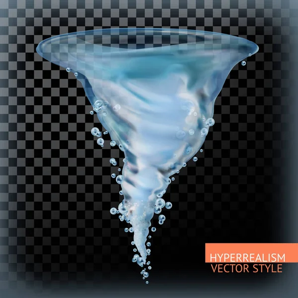 Tornado de agua con transparencia, estilo vector hiperrealismo — Archivo Imágenes Vectoriales