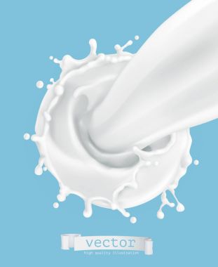 Süt sıçrama 3d vektör simgesi