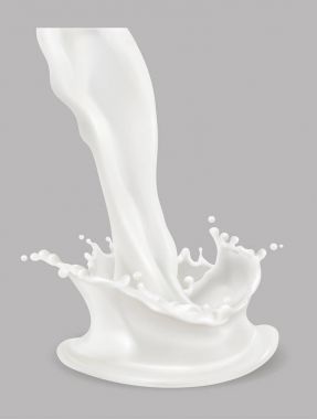 Süt sıçraması. 3d vektör simgesi