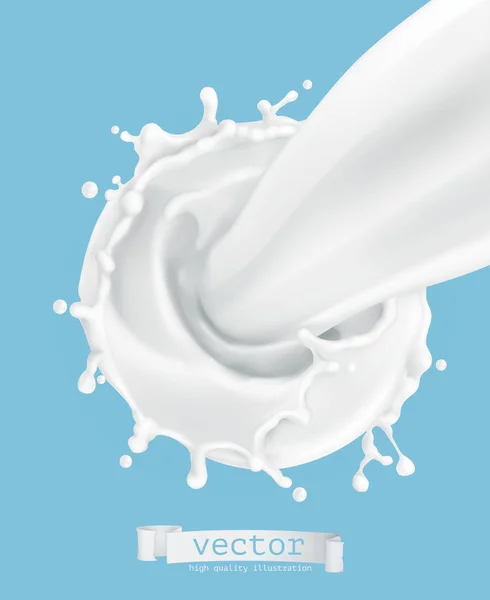 Milk splash 3d vector icon — Stock Vector