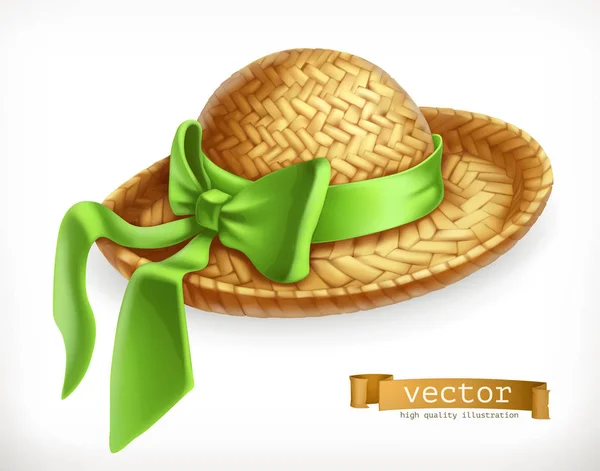 Slaměný klobouk, 3d vektorové ikony — Stockový vektor