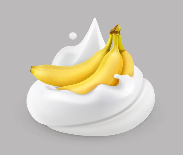 Whipped cream and banana, vector icon — Stock Vector