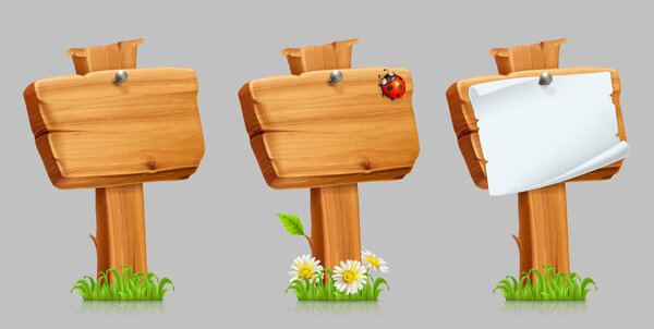 Деревянный набор знаков. 3d векторный набор значков
