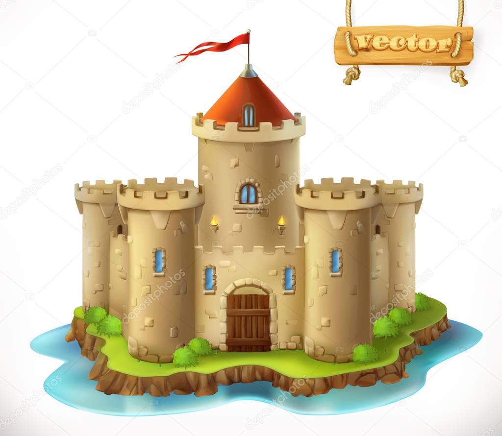 Castle, 3d vector icon