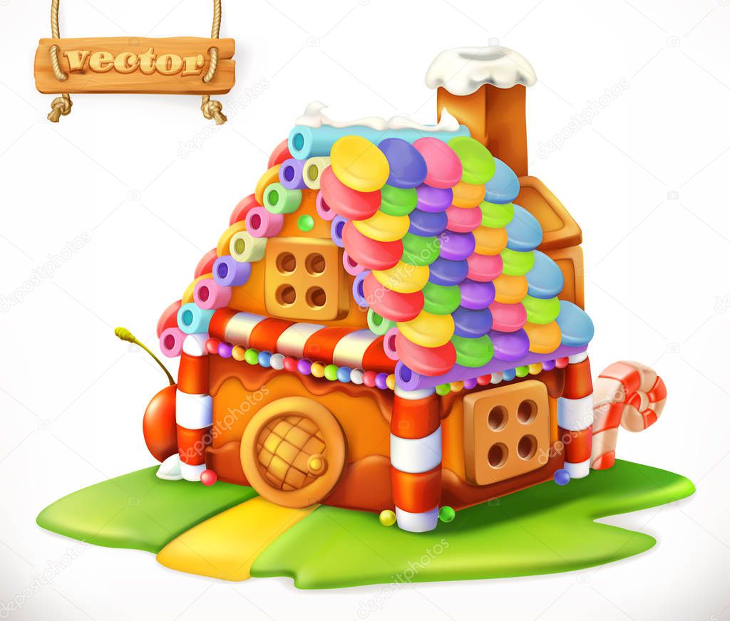 Sweet house. 3d vector icon
