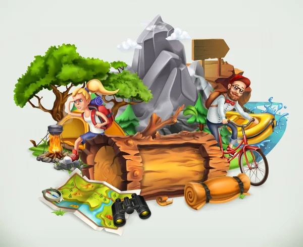 Camping y concepto de aventura — Vector de stock