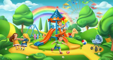 Oyun alanında oynayan çocuklar 