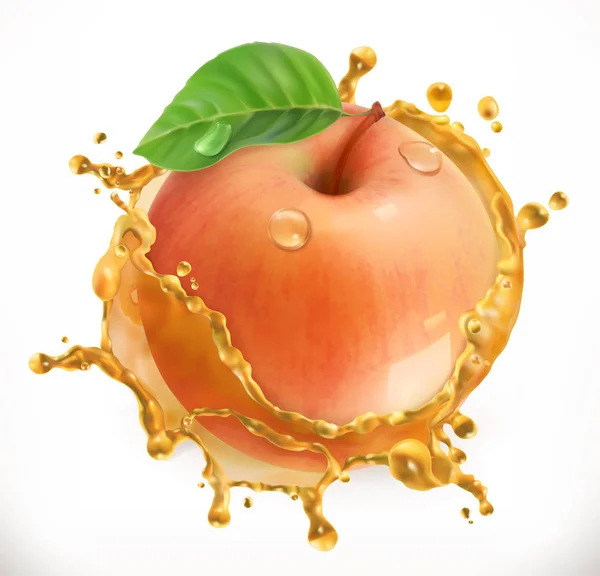 Pomme fraîche en éclaboussures de jus — Image vectorielle